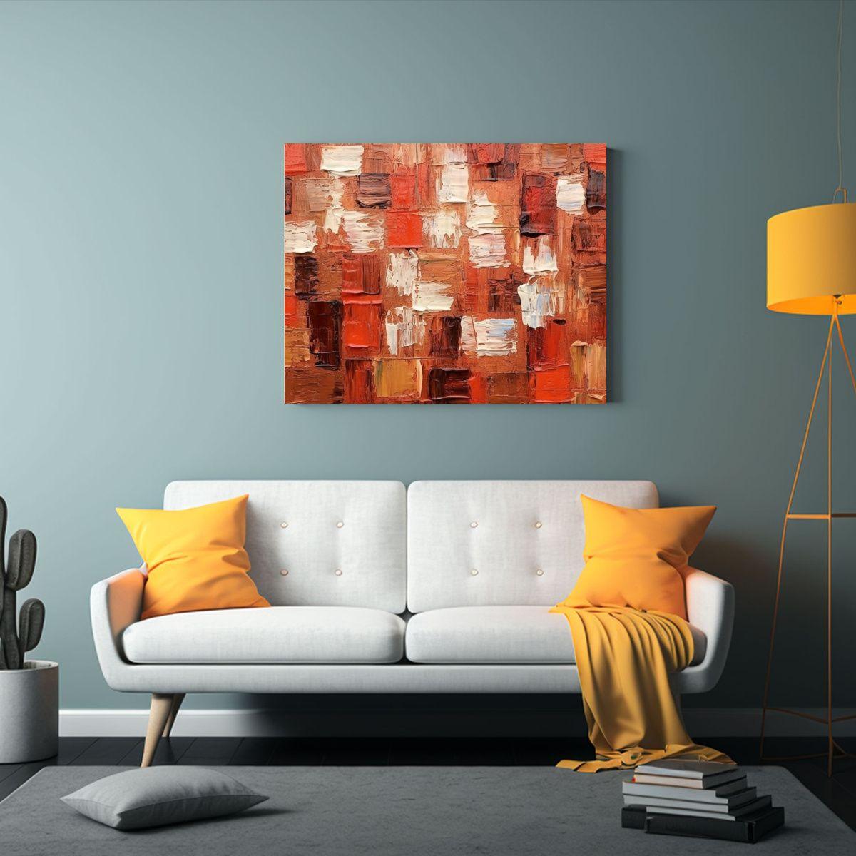 Cuadro Lienzo Abstracto Marrón Y Rojo Con Textura Intensa D 90x60cm-2