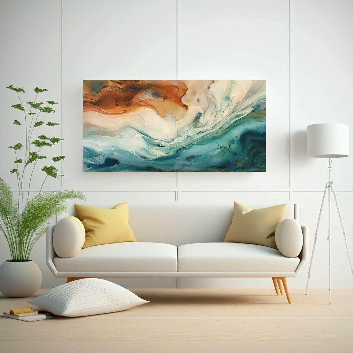 Lienzo De Tela Abstracta Moderno Para Decoración 100x50cm-2