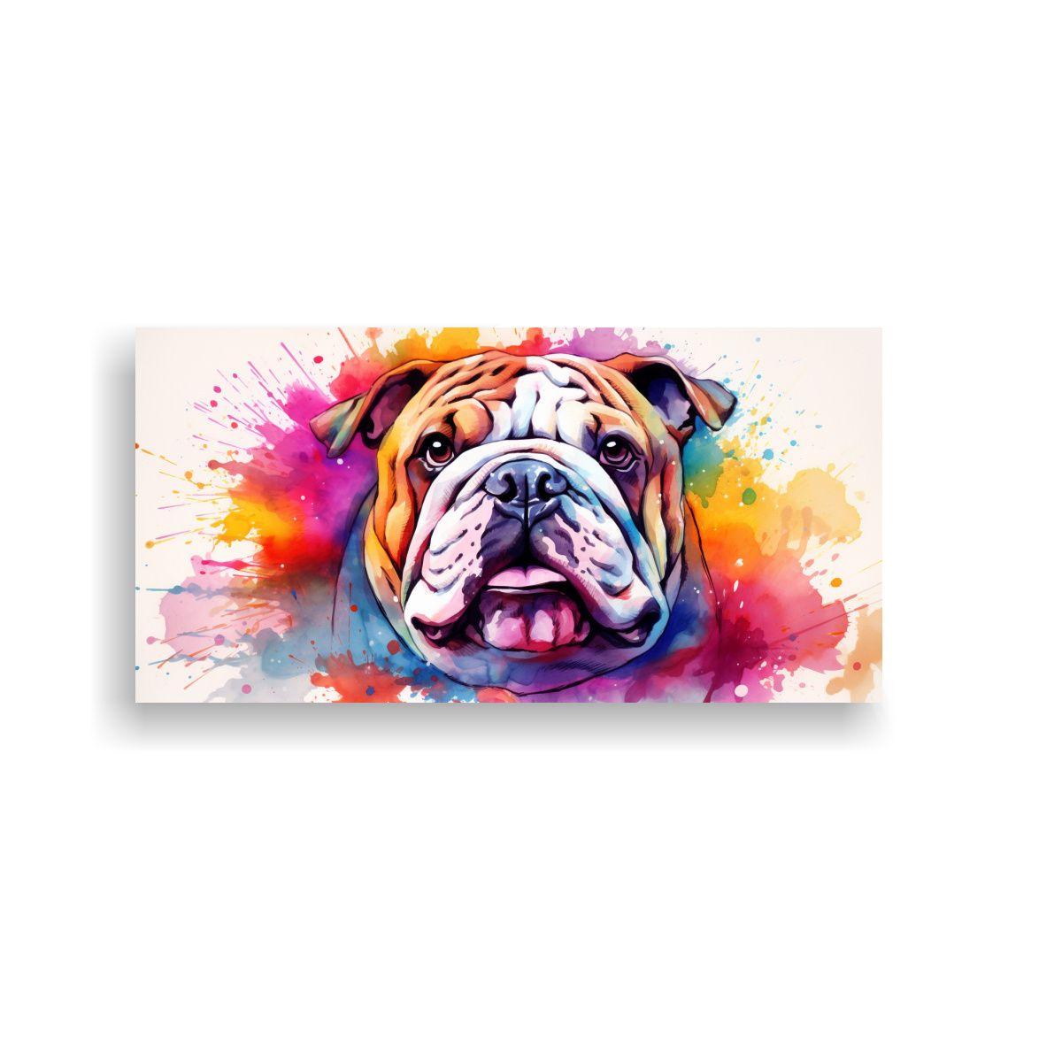 Cuadro Bulldog Colorido Estilo Acuarela Moderno 120x60cm-0