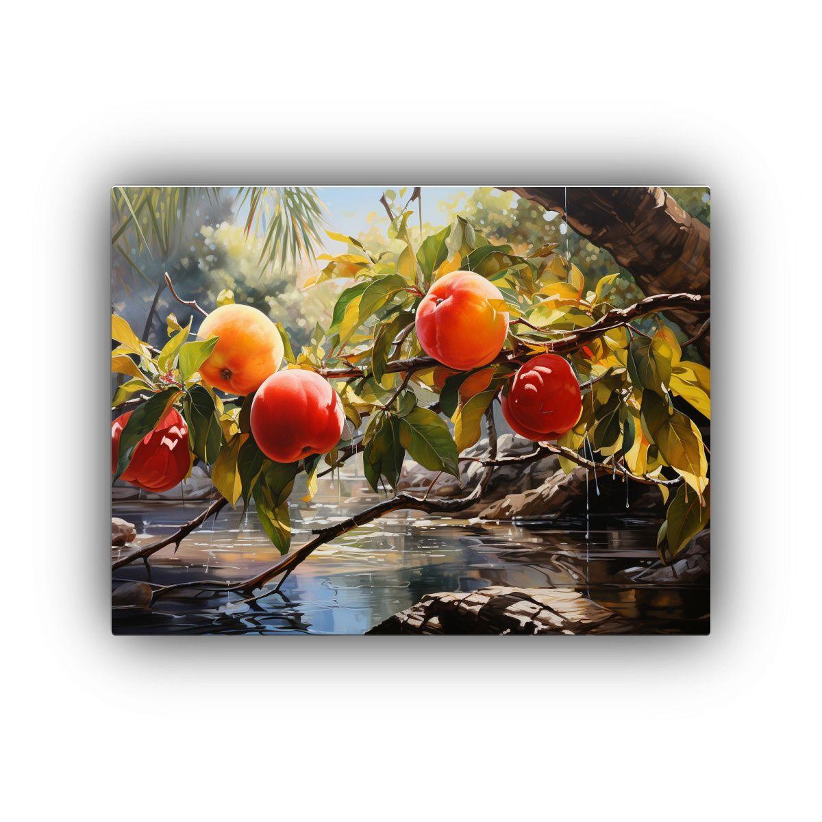 Pintura Abstracta Acuarela árbol Mango Colores Rojos. 30x20cm-0