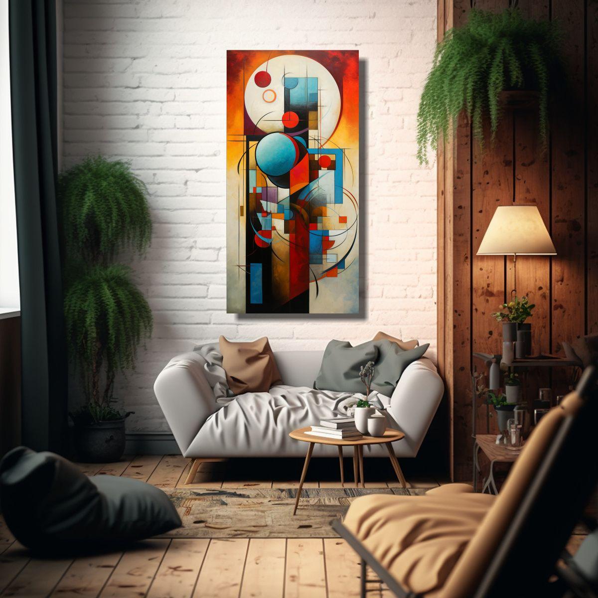 Cuadro Abstracto Moderno En Armonía De Colores 50x100cm-2
