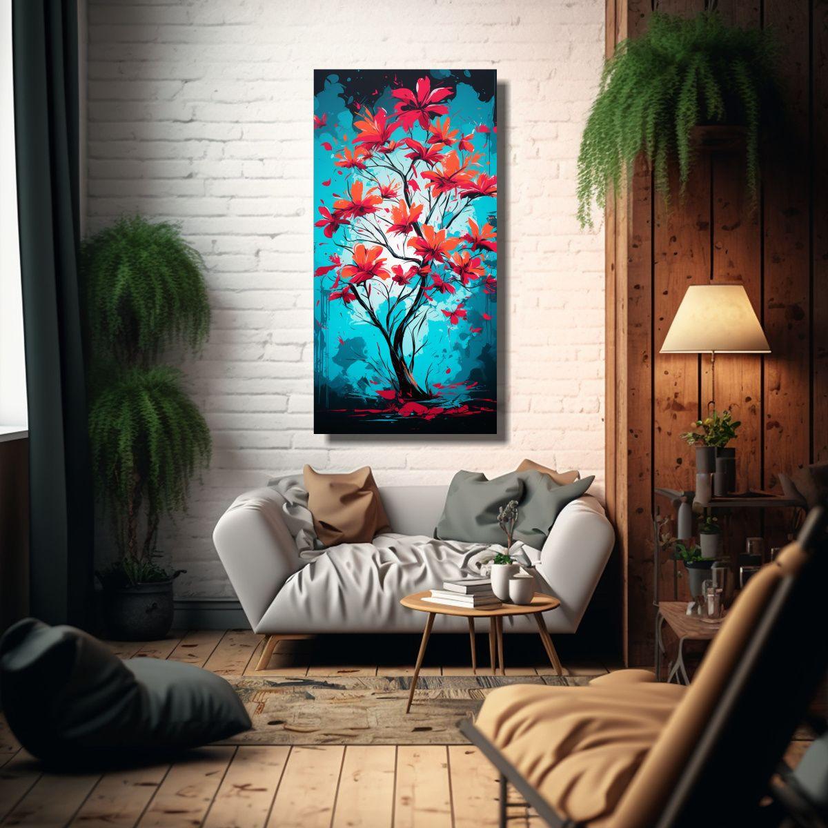 Lienzo Acuarela Bastidor De Madera Árbol De Mango 20x40cm-2