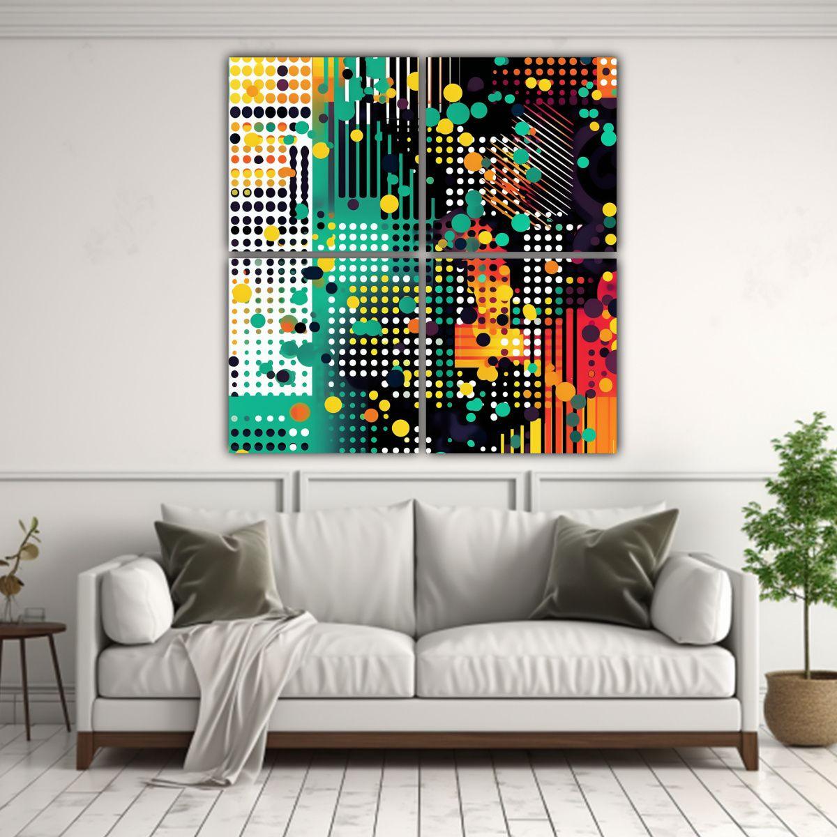 Cuatro Pinturas Decorativas De Tela Abstractas De 60x60 Cm-2