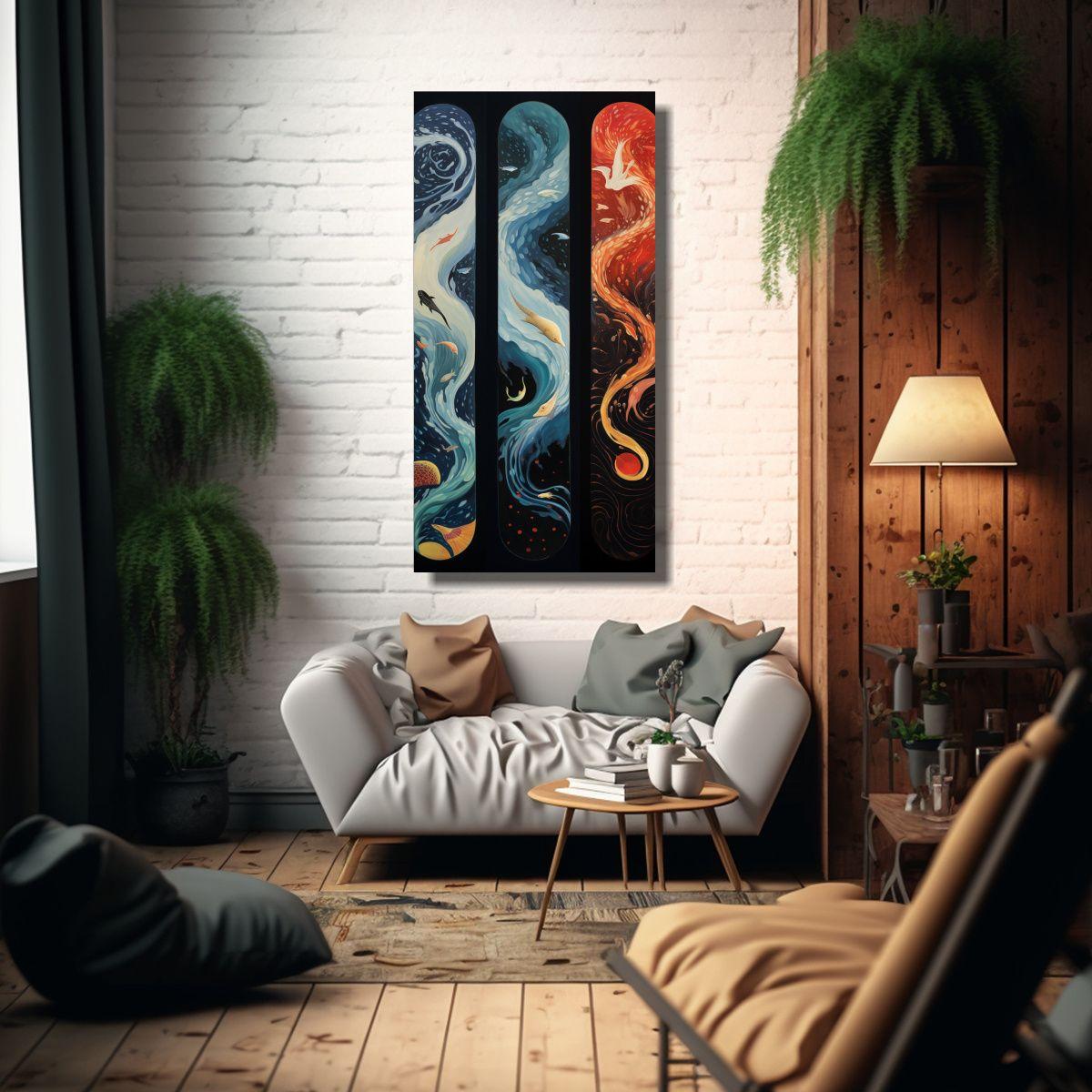 1 Cuadro Cuadro Whirling Inspirado En Patrones 70x140cm-2