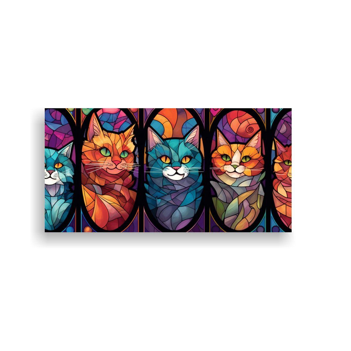 Cuadro Gatos Chibi En Efecto Caleidoscopio 100x50cm-0