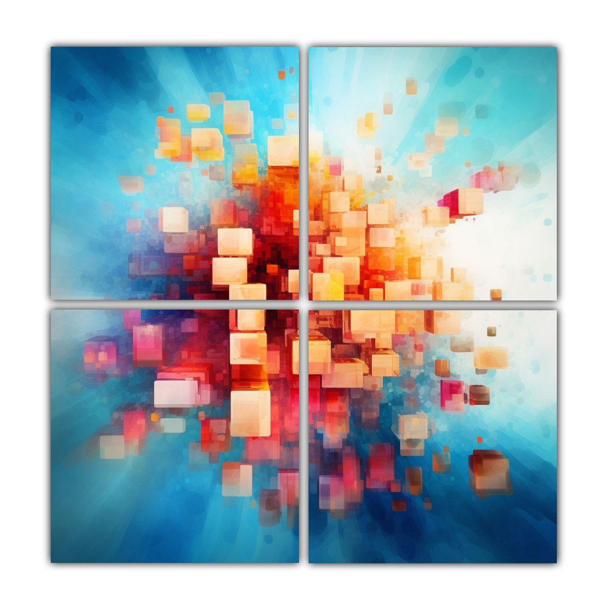 Cuatro Telas En Bastidor De Inspiración Original 100x100 Cm-0