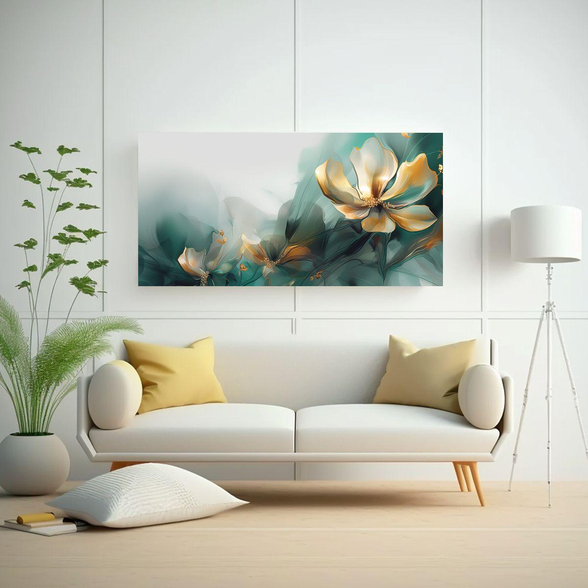 Pinturas Decorativas Abstractas En Tonos Dorados 60x30cm-2