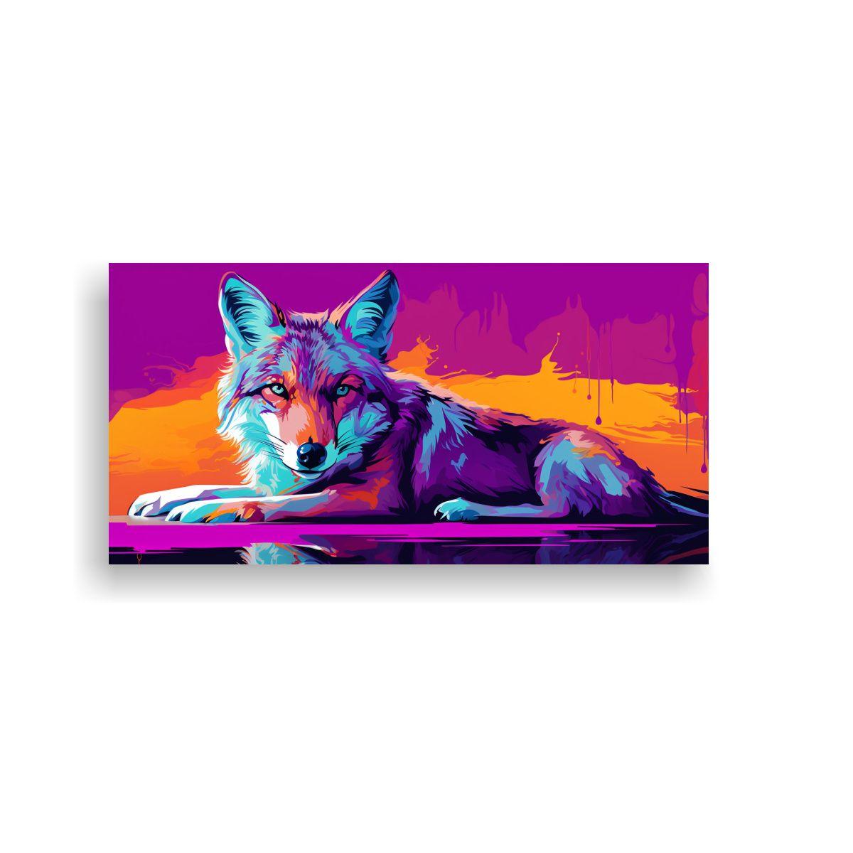 Arte De Pared Moderno: Coyote En Colores 80x40cm-0