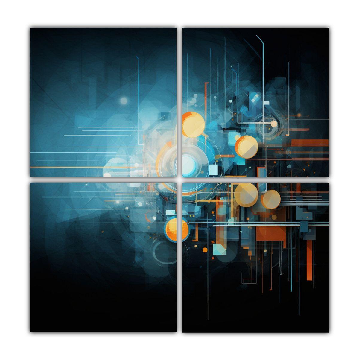 Cuatro Lienzos De Tela Patron Abstracto Elegante 140x140 Cm-0