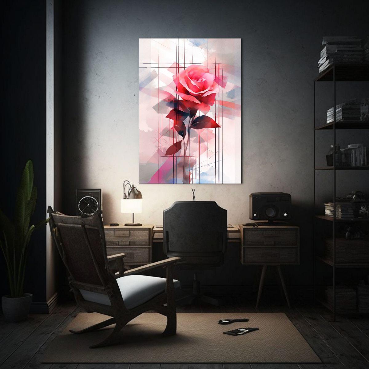Cuadro Abstracto Suprematismo Pop Art Con Rosas 40x60cm-2
