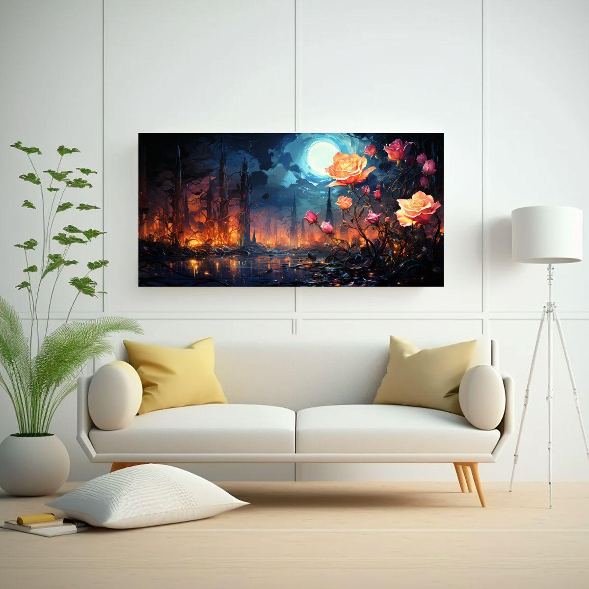 Pintura Decorativa Estilo Rose Van Gogh, Alta 100x50 Cm-2