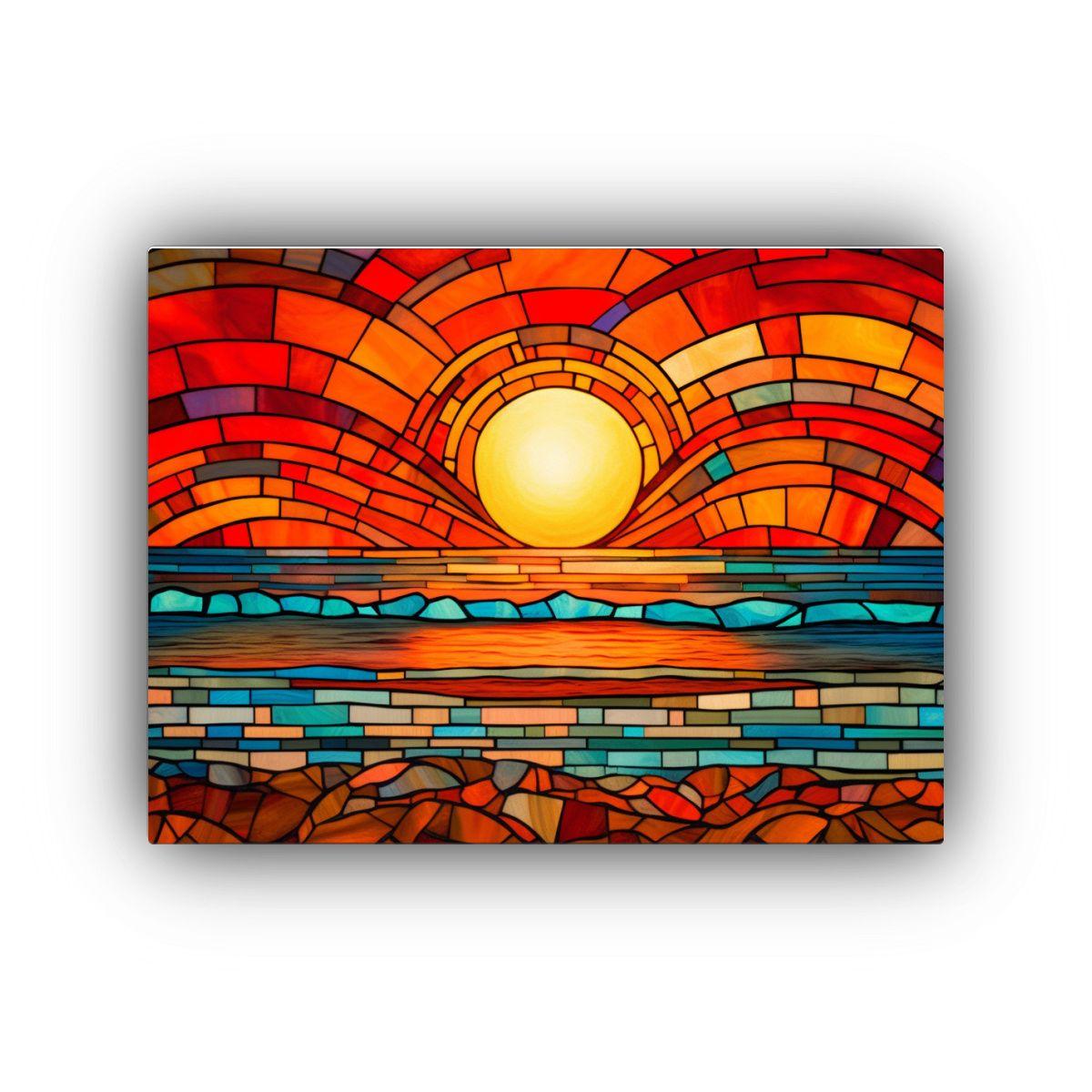Pintura Mural Playa Vidrieras Colores Vivos. 75x50cm-0
