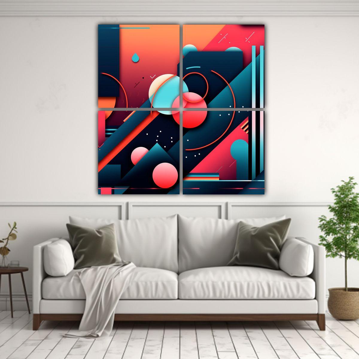 Cuadro Contemporáneo De Armonía Cromática Con 180x180 Cm-2