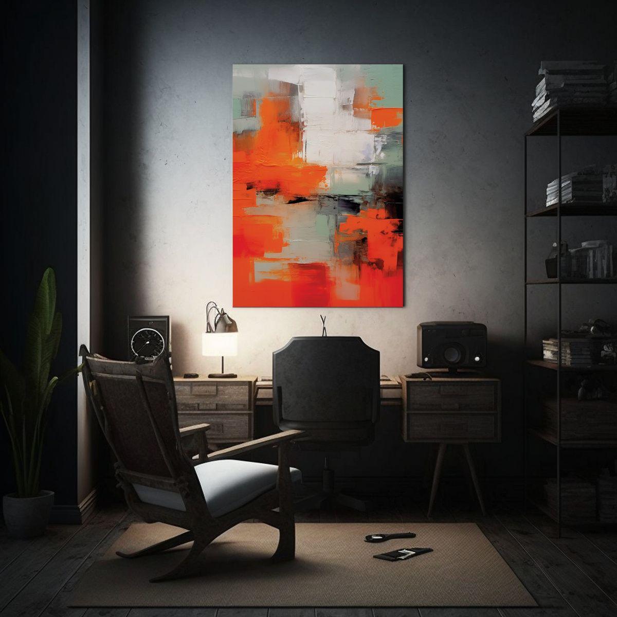 Pintura Abstracta En Tonos Fríos En Lienzo Fotográfico 40x50cm-2