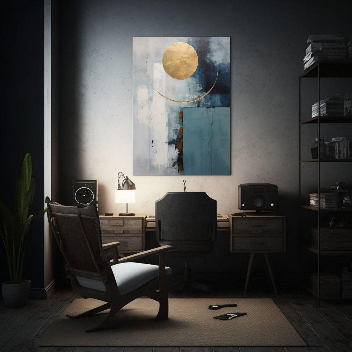 Cuadro Acuarela Unica Diseño Moderno Minimalista En Tonos G 60x90cm-2
