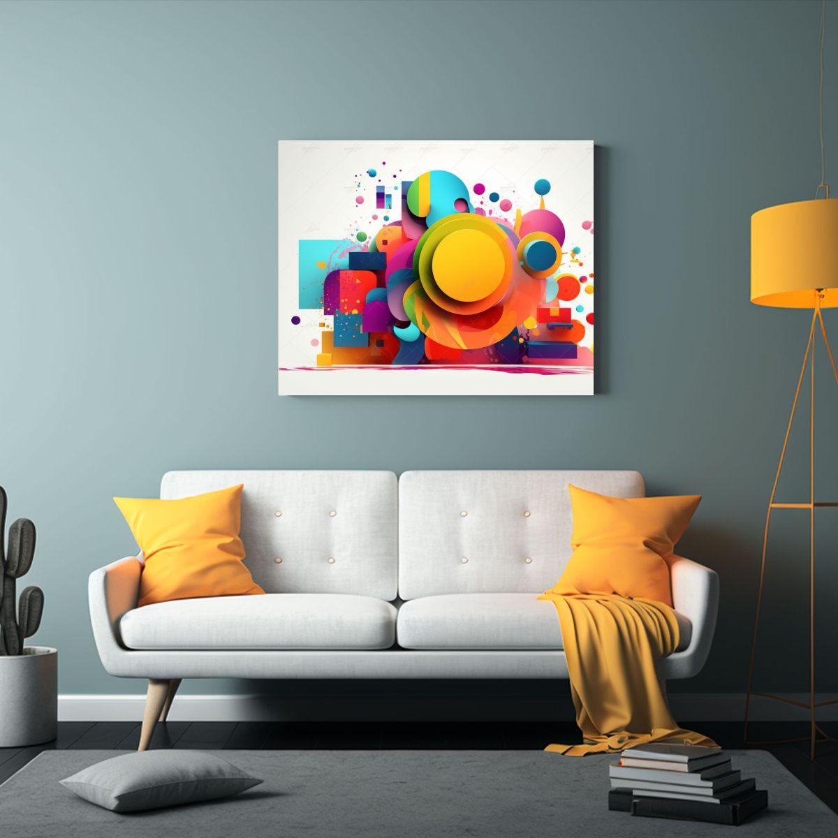 Cuadro En Bastidor Formas Coloridas Para Decoración Del Hog 50x40cm-2