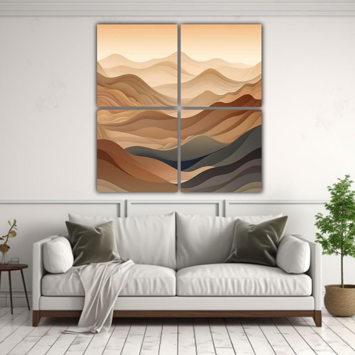 Cuadro De Pared Montaña Ondulada Minimalista 180x180 Cm-2