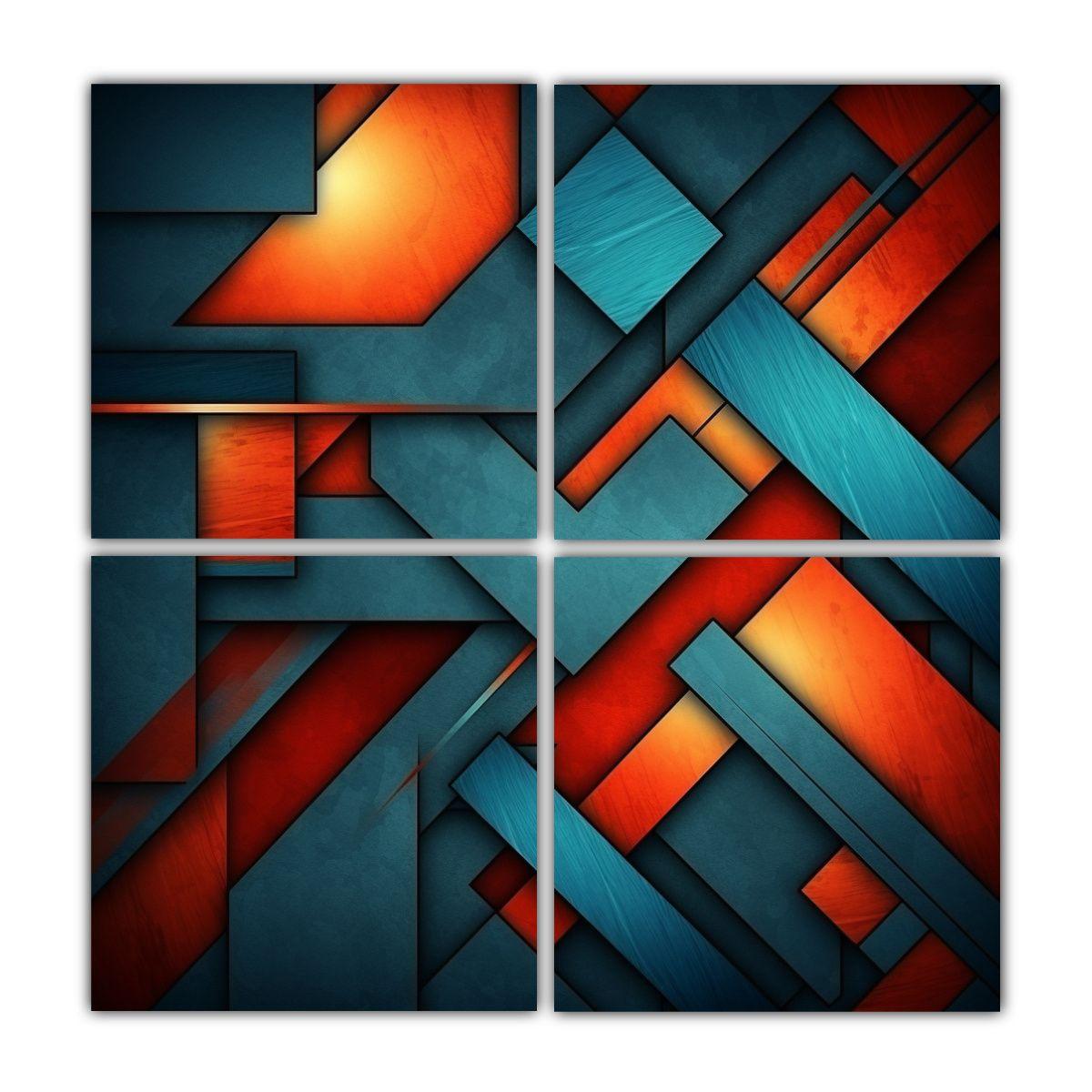 Cuatro Telas En Bastidor Para Decoración Moderna 140x140 Cm-0