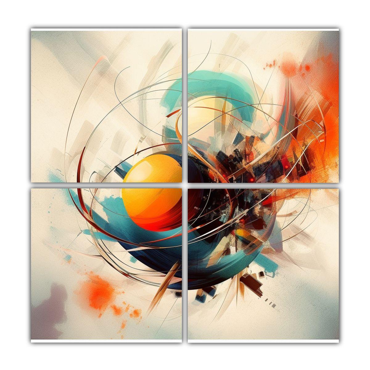 Cuatro Lienzos De Tela Fotografía Abstracta De 140x140 Cm-0