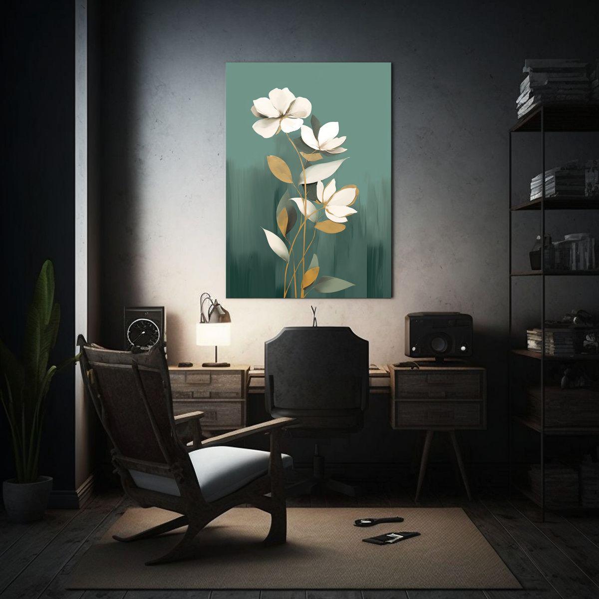 Pintura En Bastidor Minimalista Con Flores 60x90 Cm-2