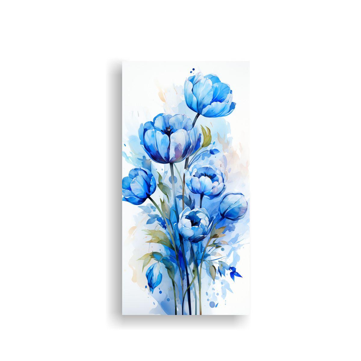 Pintura Abstracta De Tulipanes En Bastidor, 20x40cm-0