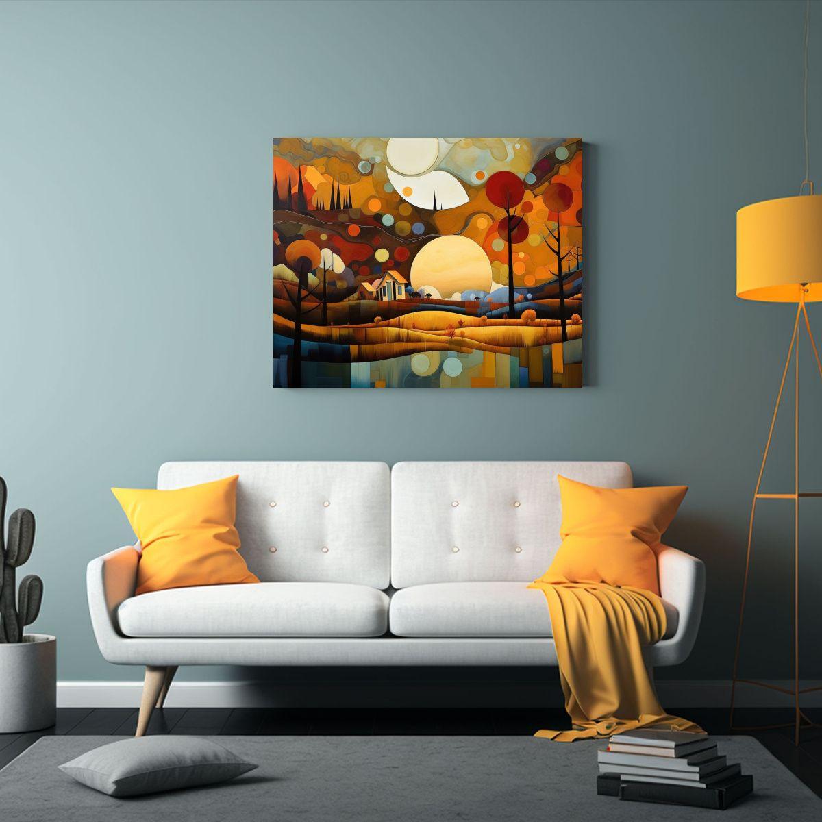 Cuadro Abstracto De Paisaje En Lienzo Para Decorar Tu Hogar 50x40cm-2