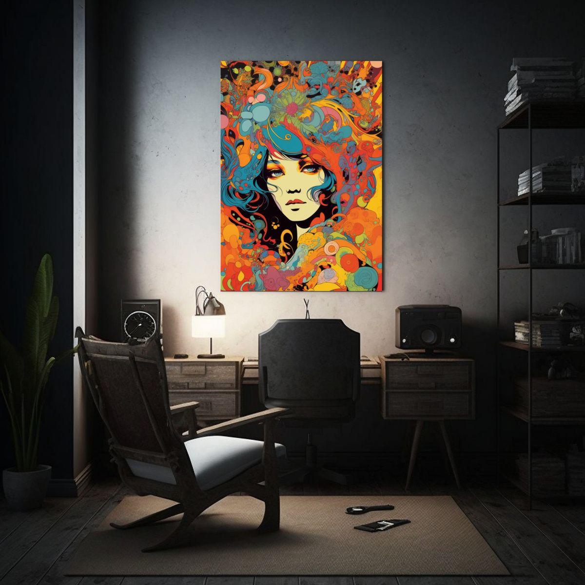 Cuadro Forma Reflejo Arte Psicodélico De Los Años 60 Con C 80x120cm-2