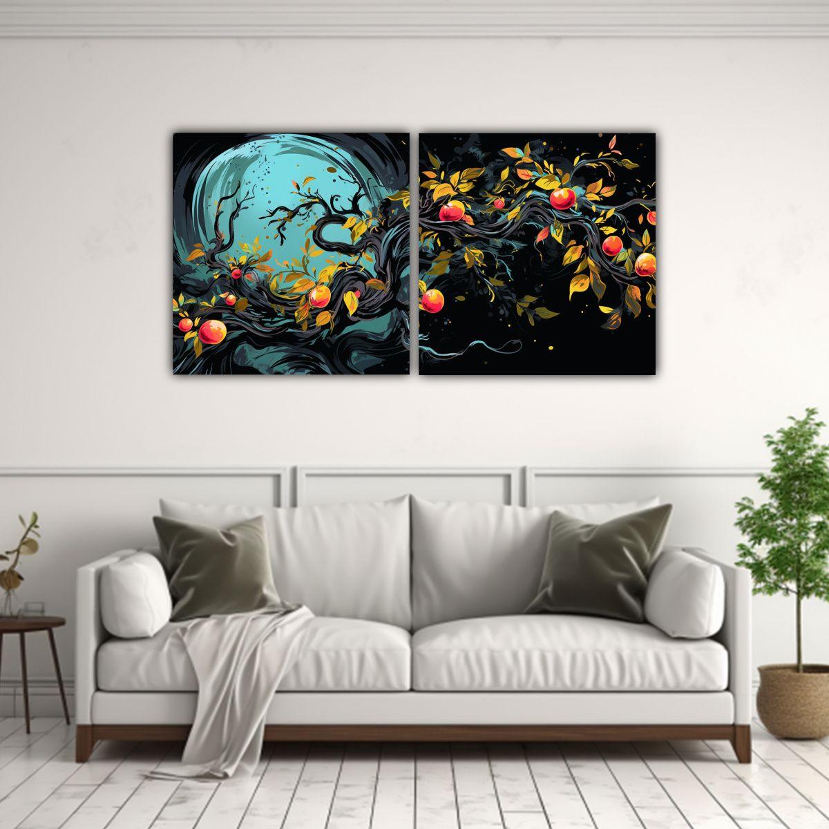 Cuadros Cuadro Relieve Árbol Mango En Colores 140x70 Cm-2