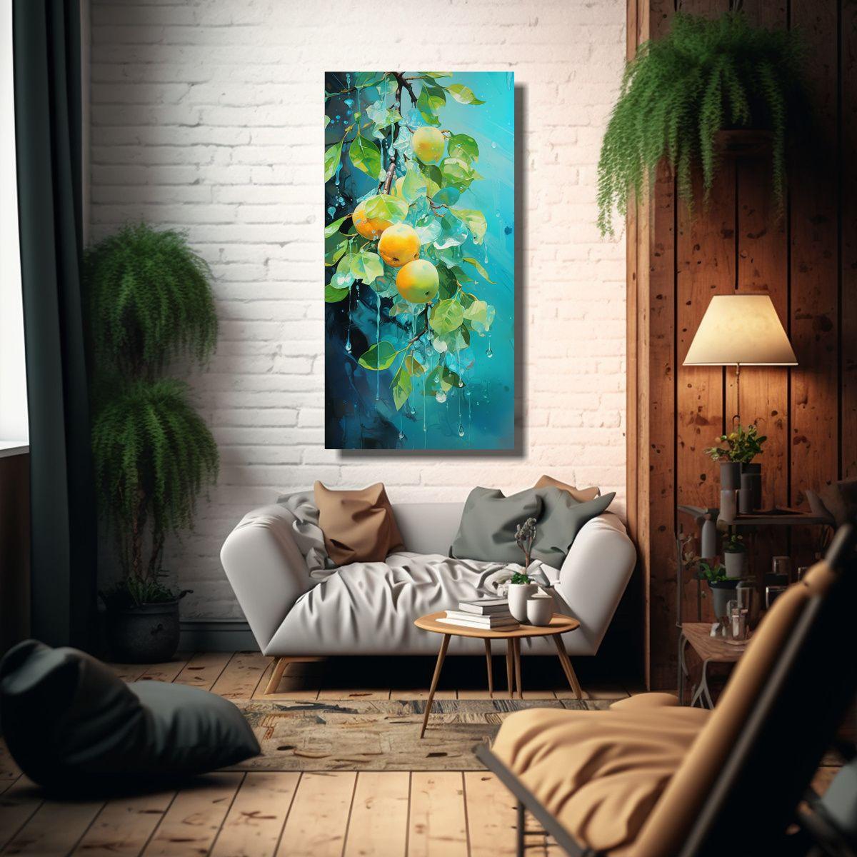 Cuadro Abstracto De árboles Frutales En Colores 70x140cm-2