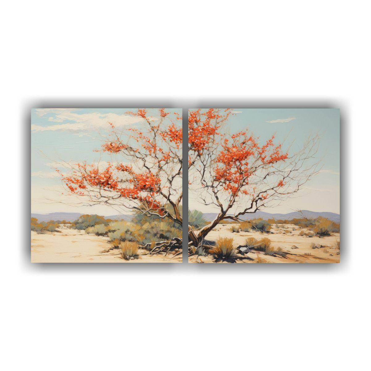 Arte Pared Moderno Esquema Ocotillo Árbol 80x40 Cm-0