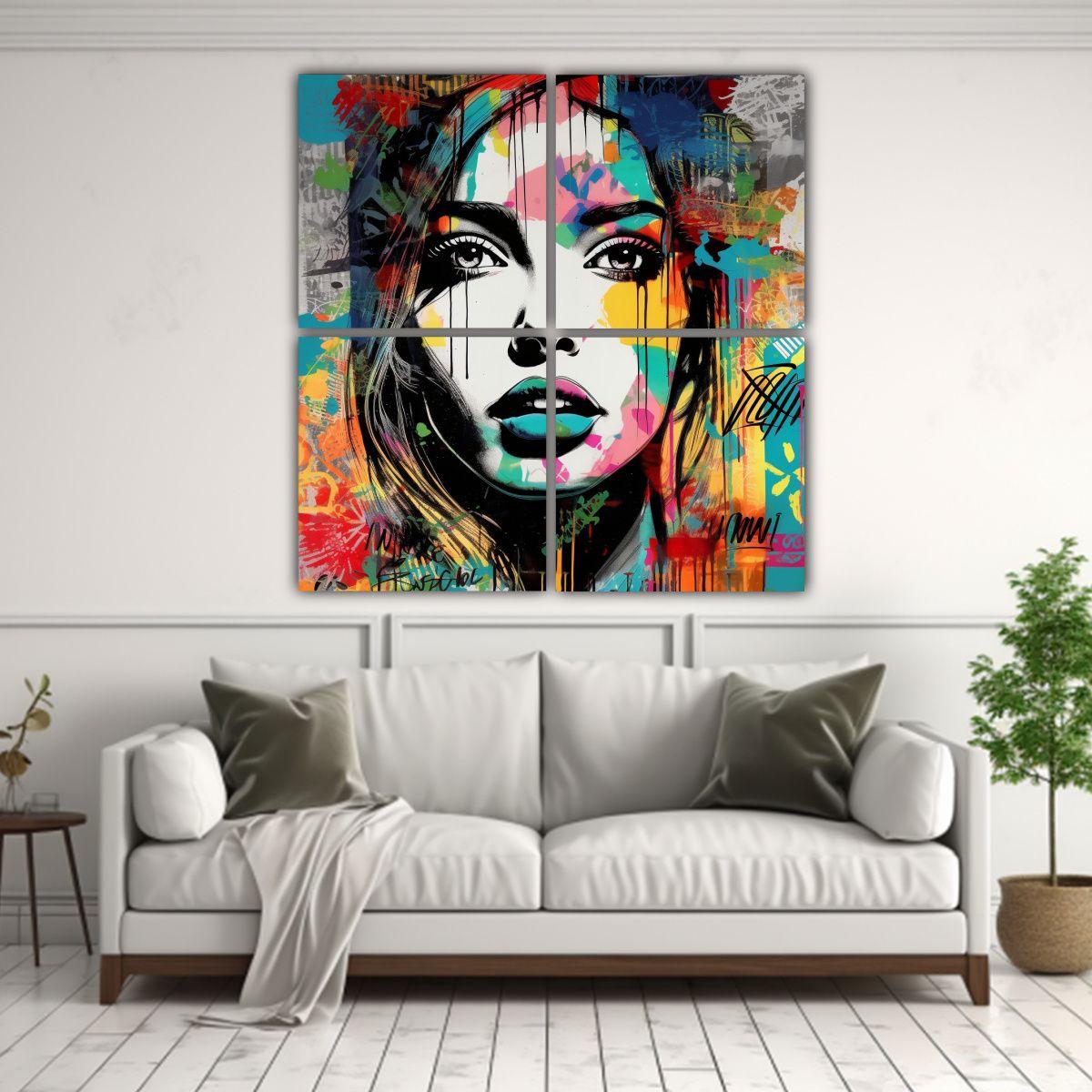 4 Lienzos Fotografía Poder Con Fondo De Arte 60x60 Cm-2