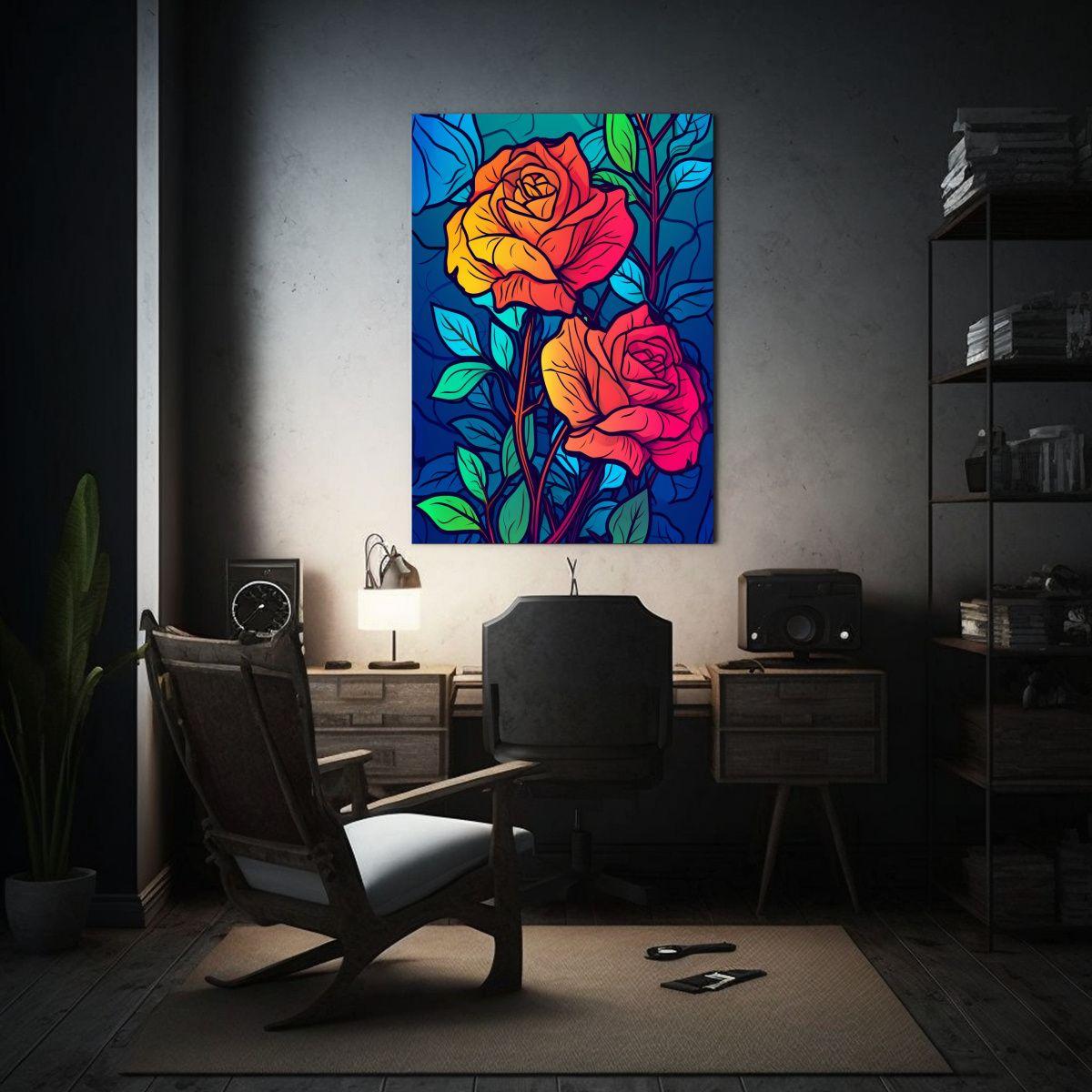 Cuadro Flores Relajantes Con Detalle De Líneas 20x30cm-2