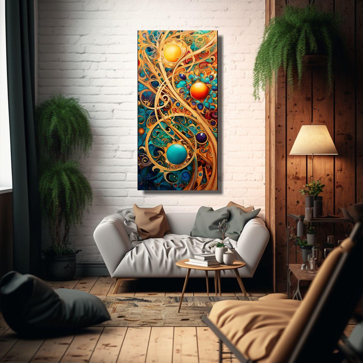 Pintura Decorativa De Composición Abstracta 70x140cm-2