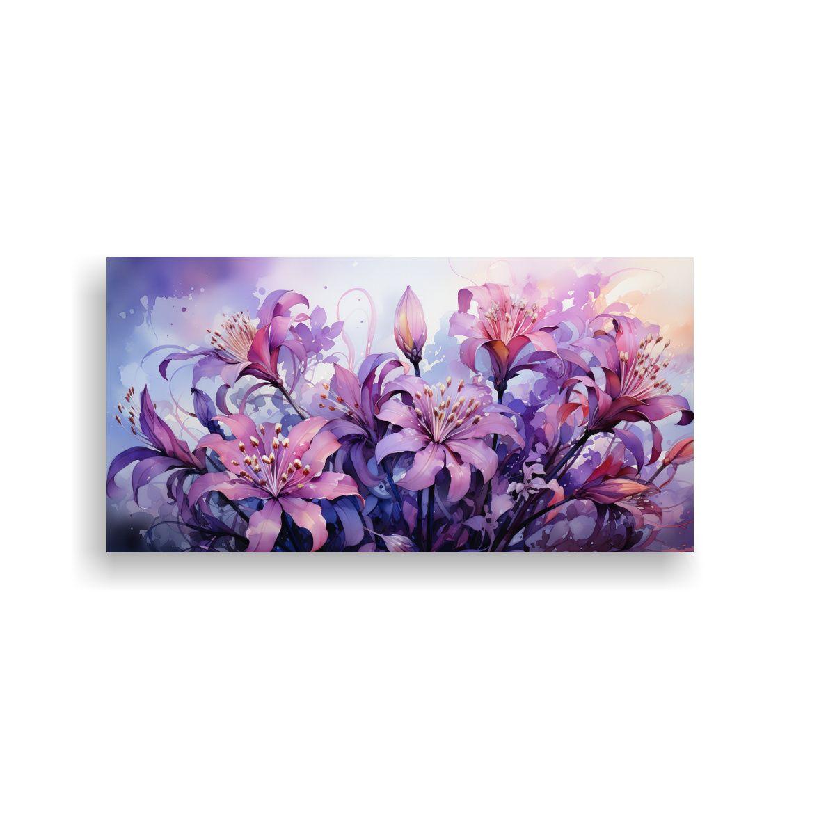 Pinturas Abstractas De Lirios En Colores Púrpura 100x50cm-0