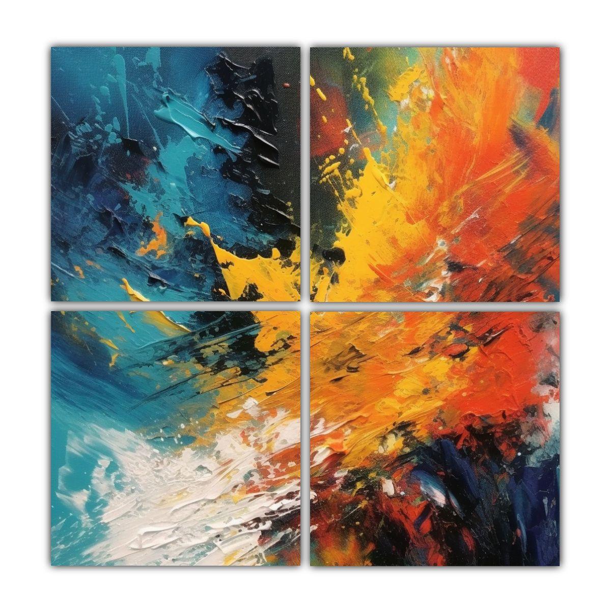 Pintura Abstracta Cuatro Artes Creativa Vitalidad 120x120 Cm-0