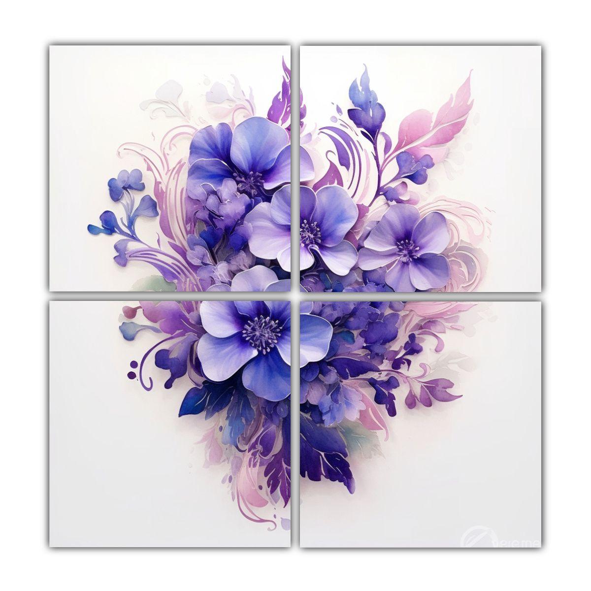 Cuadro De Interiores Con 4 Telas En Bastidor: 60x60 Cm-0