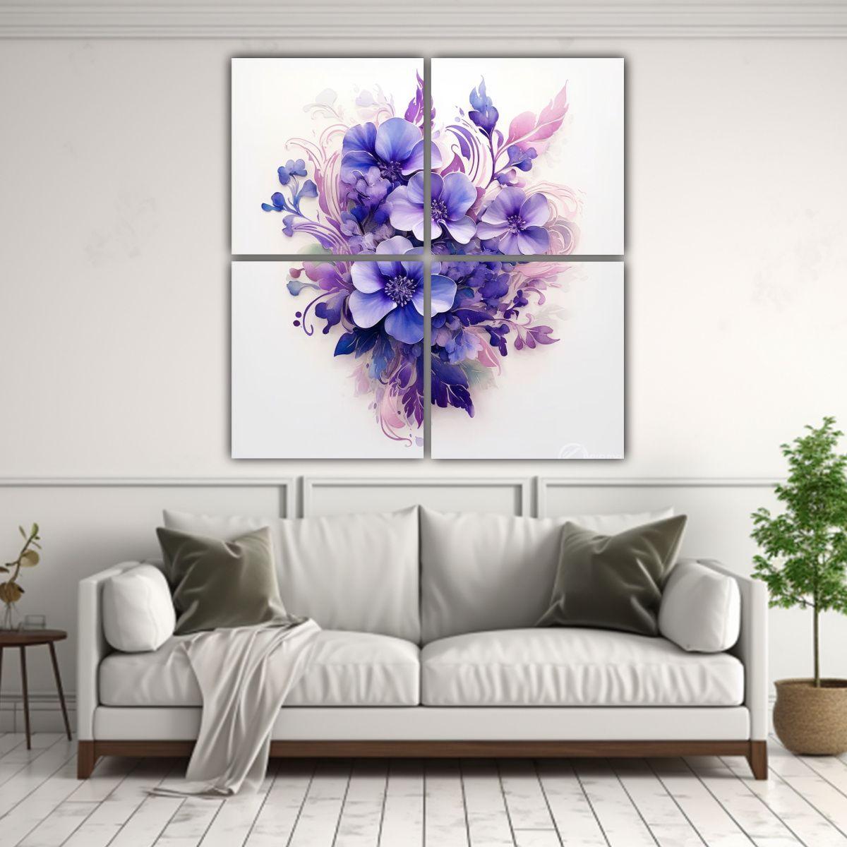 Cuadro De Interiores Con 4 Telas En Bastidor: 60x60 Cm-2
