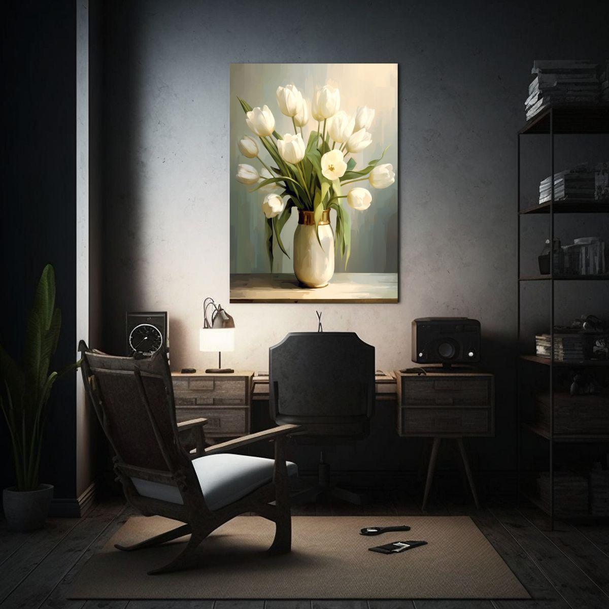 Pintura Decorativa Estilo Onírico, Tulipanes 80x120cm-2