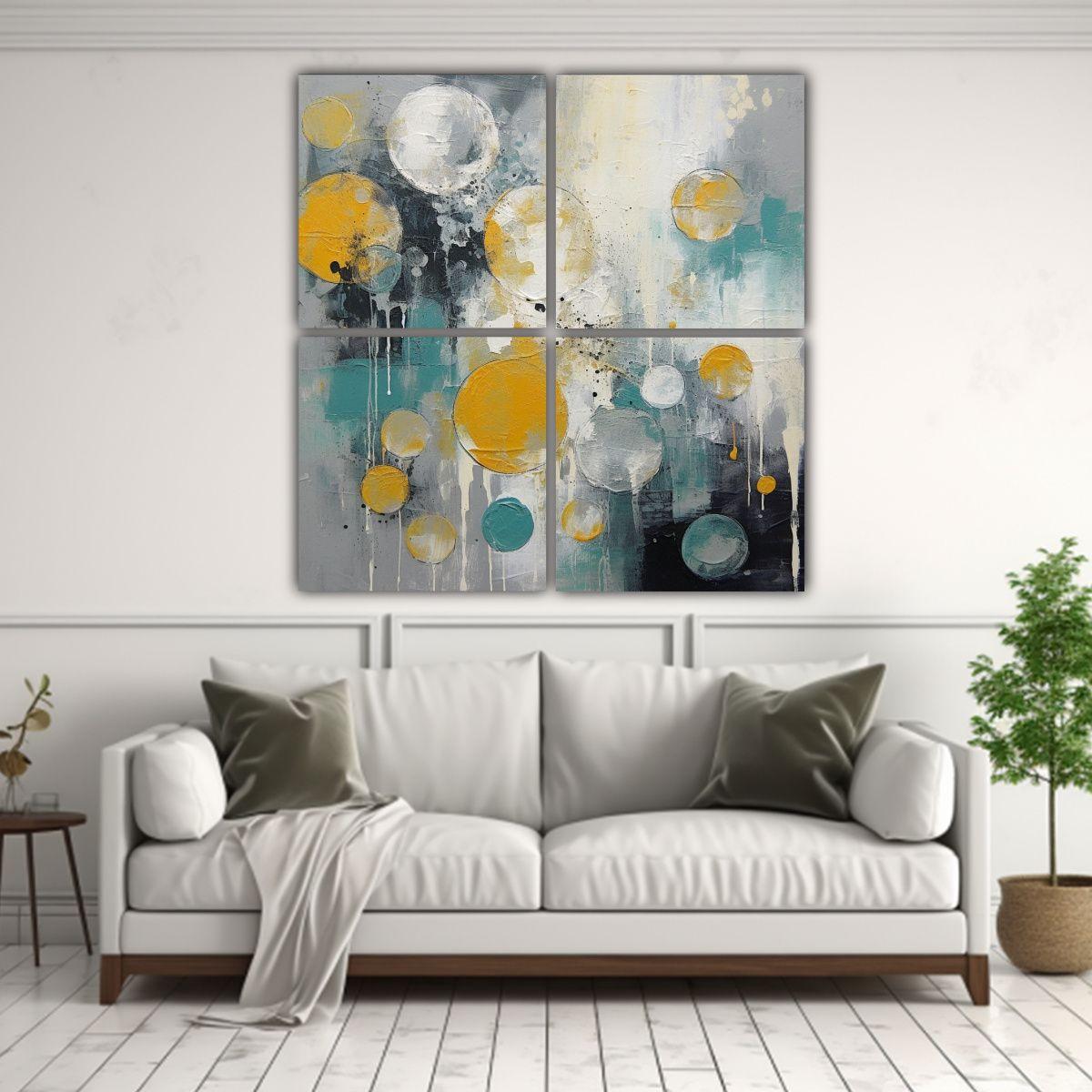 Cuatro Cuadros Colores Simplicidad 2023 Pintura 60x60 Cm-2