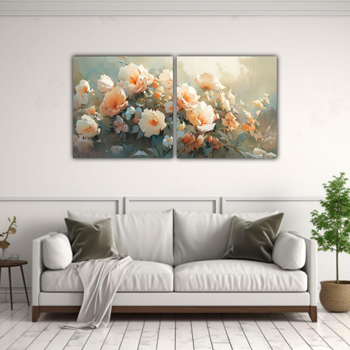 Cuadros Flores Pintura En Lienzo Estilo Matices 120x60 Cm-2