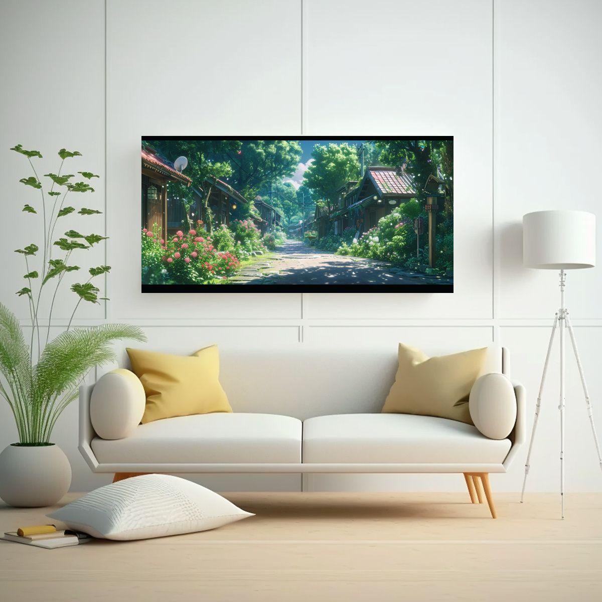 Pinturas De Decoración Con Carretera Y Cabañas 160x80cm-2