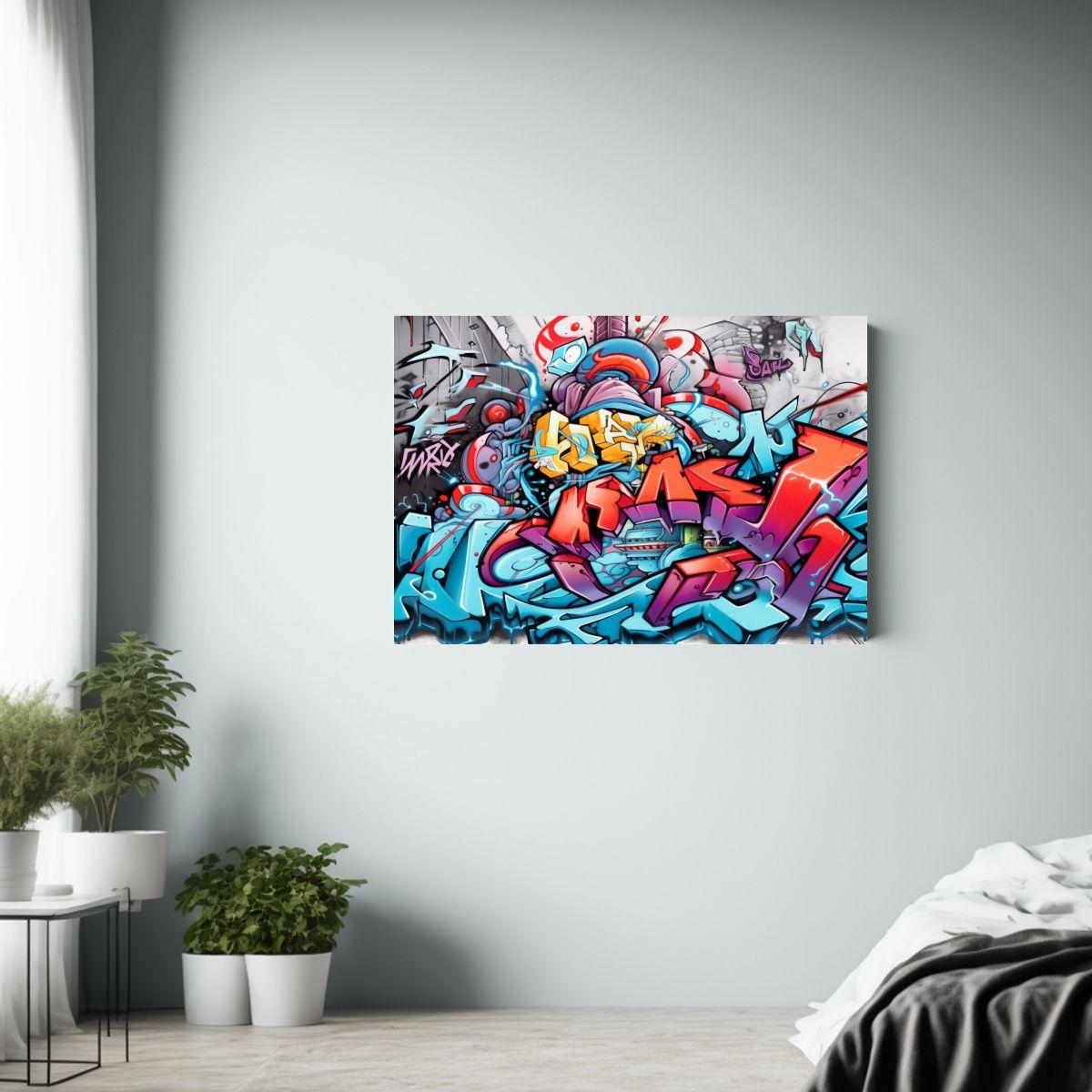 Pintura En Lienzo Con Escena Graffiti: Arte 90x60cm-2