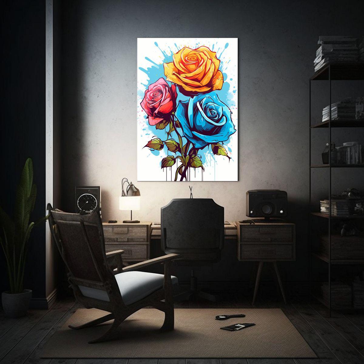 Dibujos Rectangulares De Rosas Con Influencia Pop 60x90 Cm-2