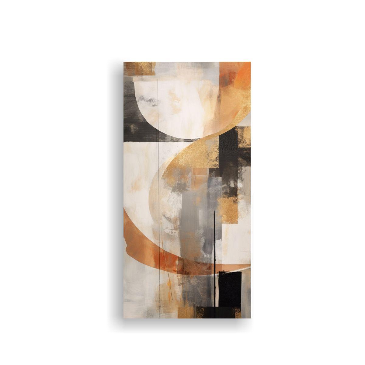 Pintura Abstracta Vibrante Oro Rosa Gris Ámbar 30x60cm-0