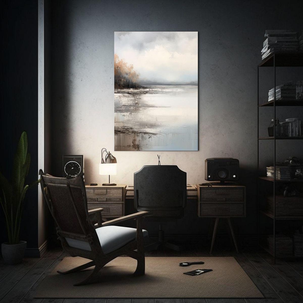 Pintura Acuática Gris Y Blanca En Estilo 20x30cm-2
