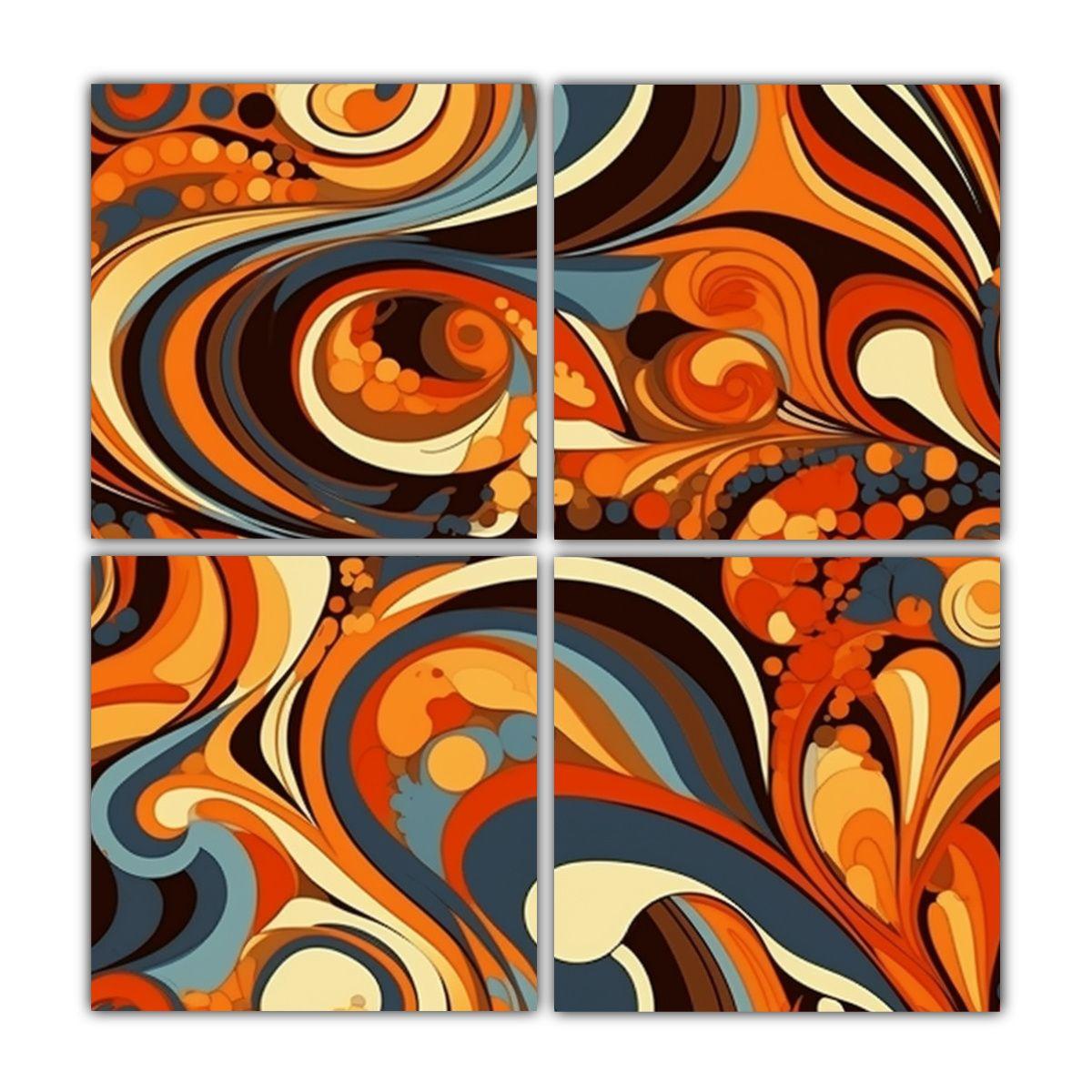 Lienzos Cuadro Gama Colores Abstracta 70s 140x140 Cm-0