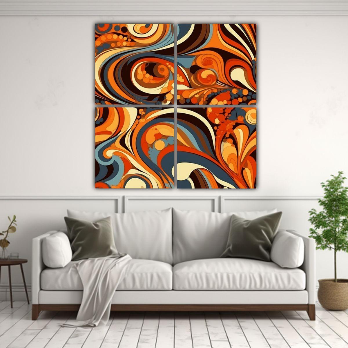 Lienzos Cuadro Gama Colores Abstracta 70s 140x140 Cm-2