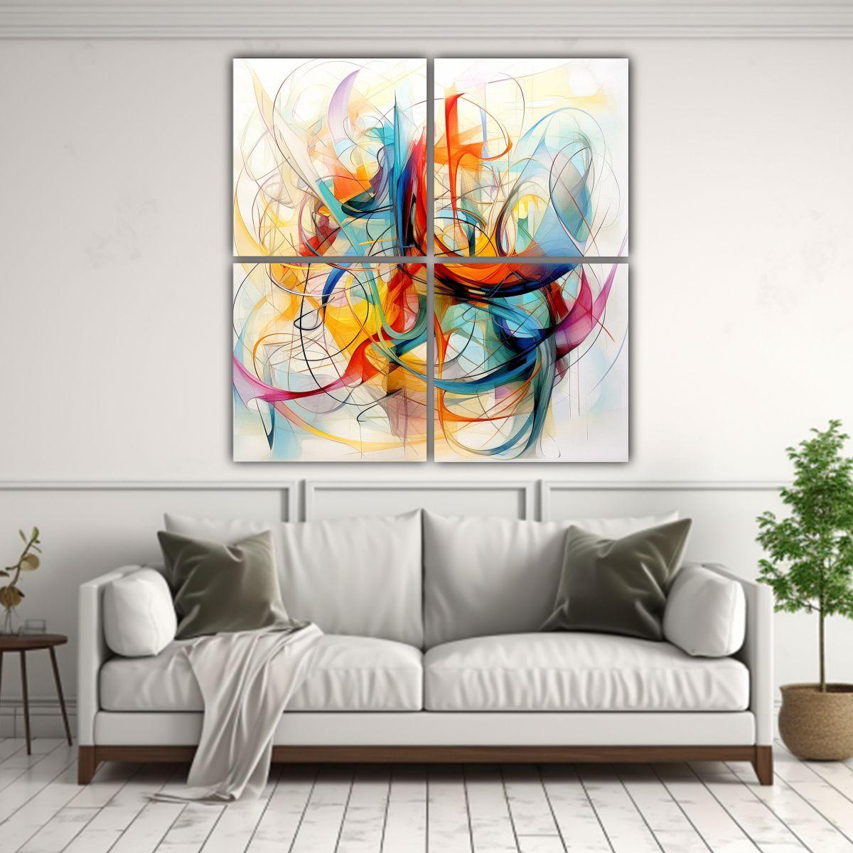 Pinturas Abstractas De Composiciones Luminosas, 100x100 Cm-2