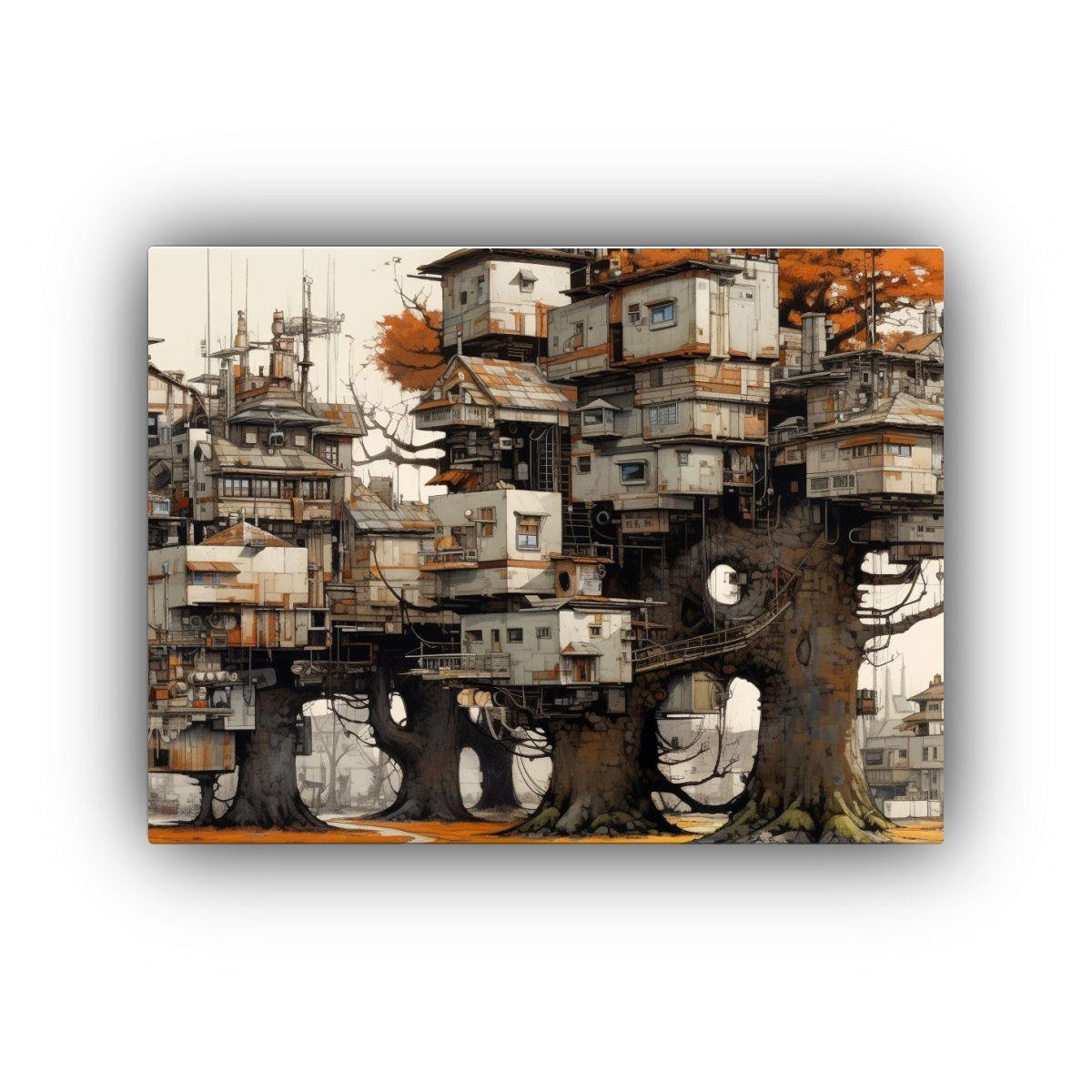 Cuadro Minimalista Inspirador Ciudad Holandesa 2990 Lebbeus  90x60cm-0