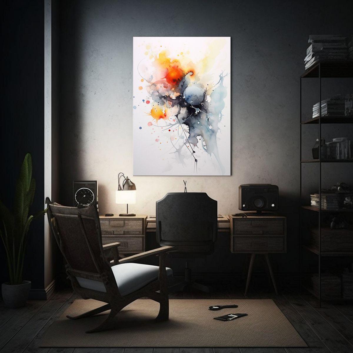 Pintura Abstracta Elegante En Acuarela En Fondo 50x75cm-2